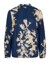 Load image into Gallery viewer, Noa Noa Philippa blouse in statement floral print, white on deep blue.