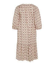 Load image into Gallery viewer, Noa Noa Lela cotton print dress with gathered neck, elbow length sleeves and hem frill.