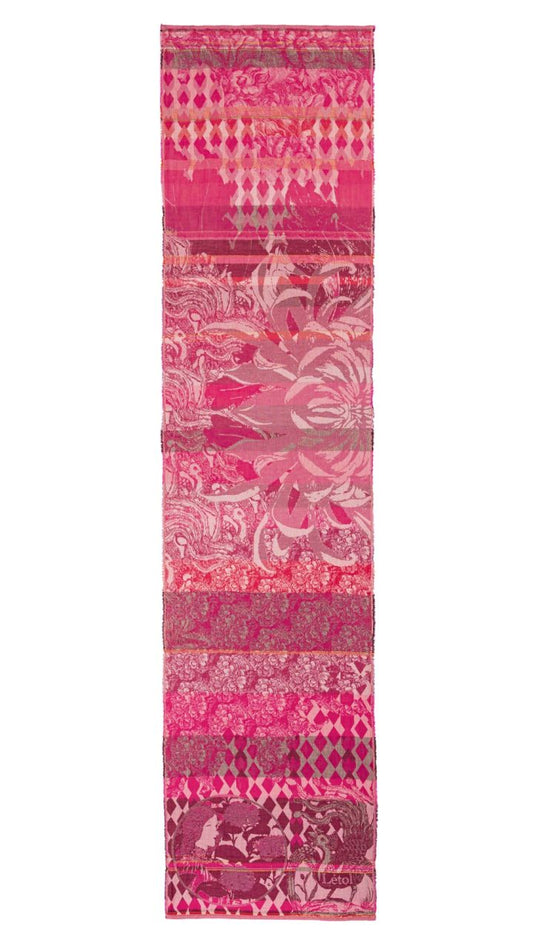 Letol organic cotton jacquard weave scarf Philippine in pink.