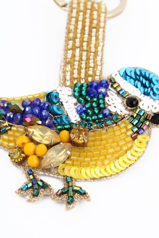 My Doris beaded blue tit bird keyring.