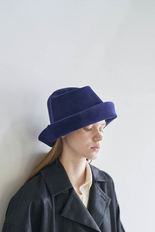 PCNQ Waku pure rabbit wool felt hat in navy.