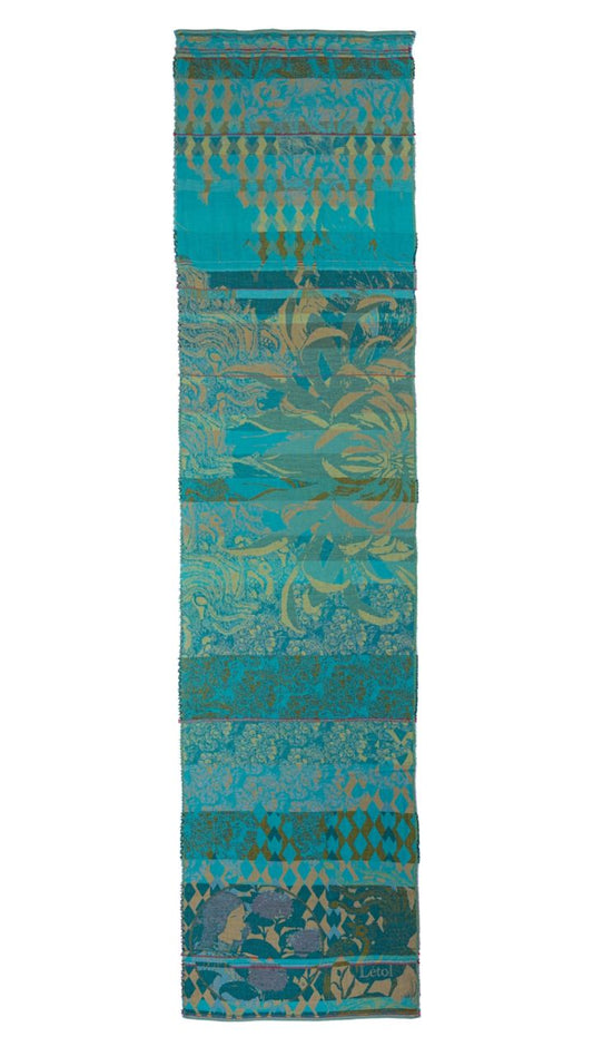 Letol organic cotton jacquard weave scarf Philippine in Tiffany blue.