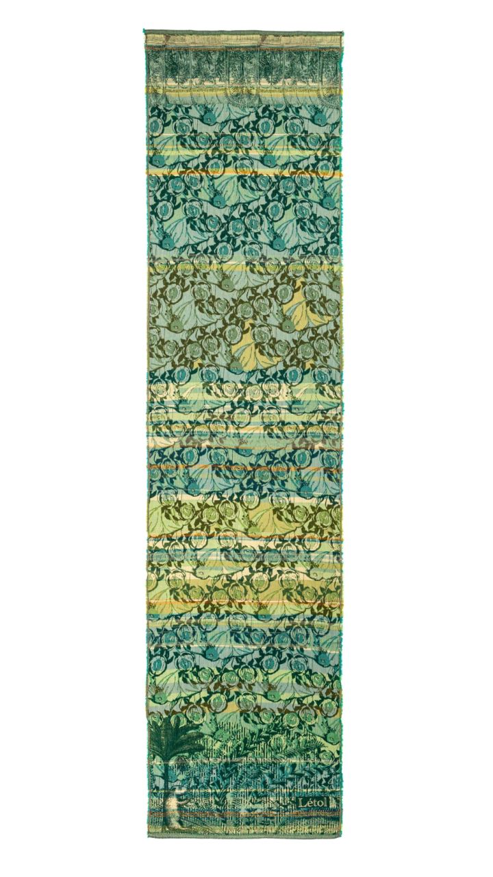 Letol organic cotton jacquard scarf floral design Serena in grenouille green.