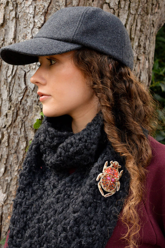 My Doris Autumn beetle handbeaded brooch.