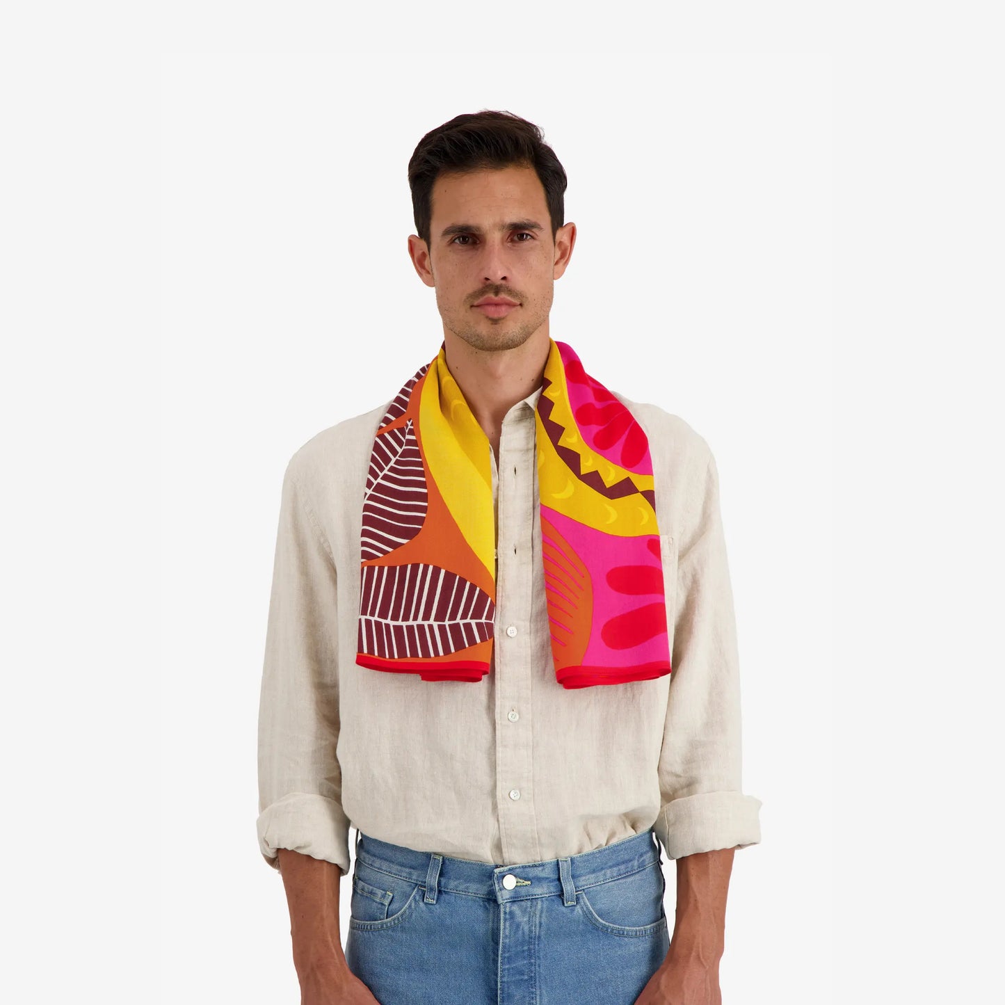 Inoui Editions square scarf - Mangrove pink