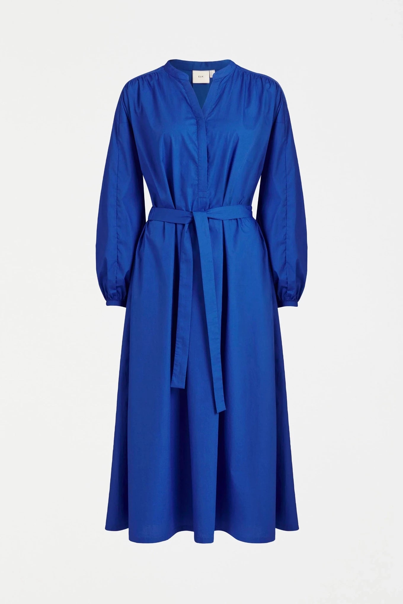 Elk Deze long sleeve cotton polin dress in ultramarine bright blue.