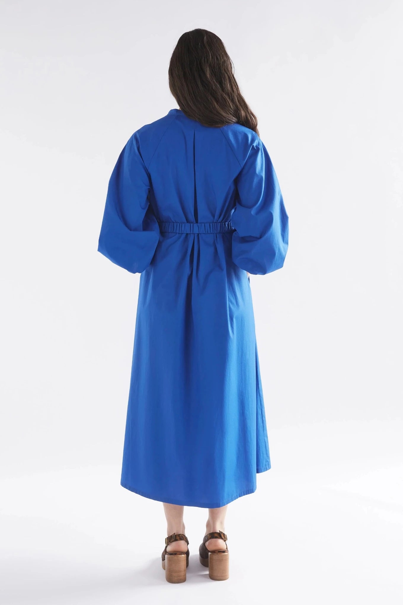 Elk Deze long sleeve cotton polin dress in ultramarine bright blue.