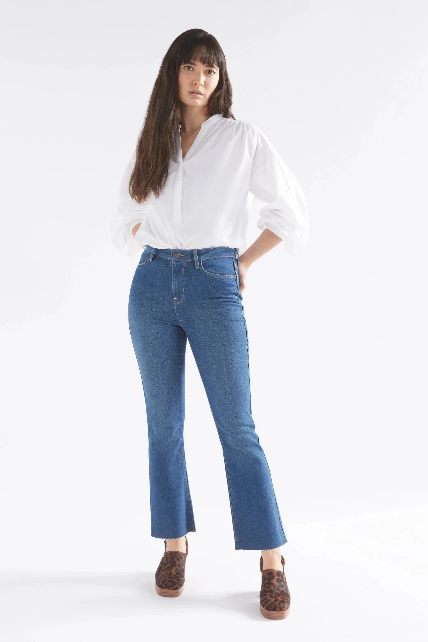 Elk the label Deze white cotton poplin shirt, balloon sleeve.