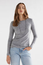 Load image into Gallery viewer, Elk Grej top lightweight merino wool knit long sleeve top in grey marle.