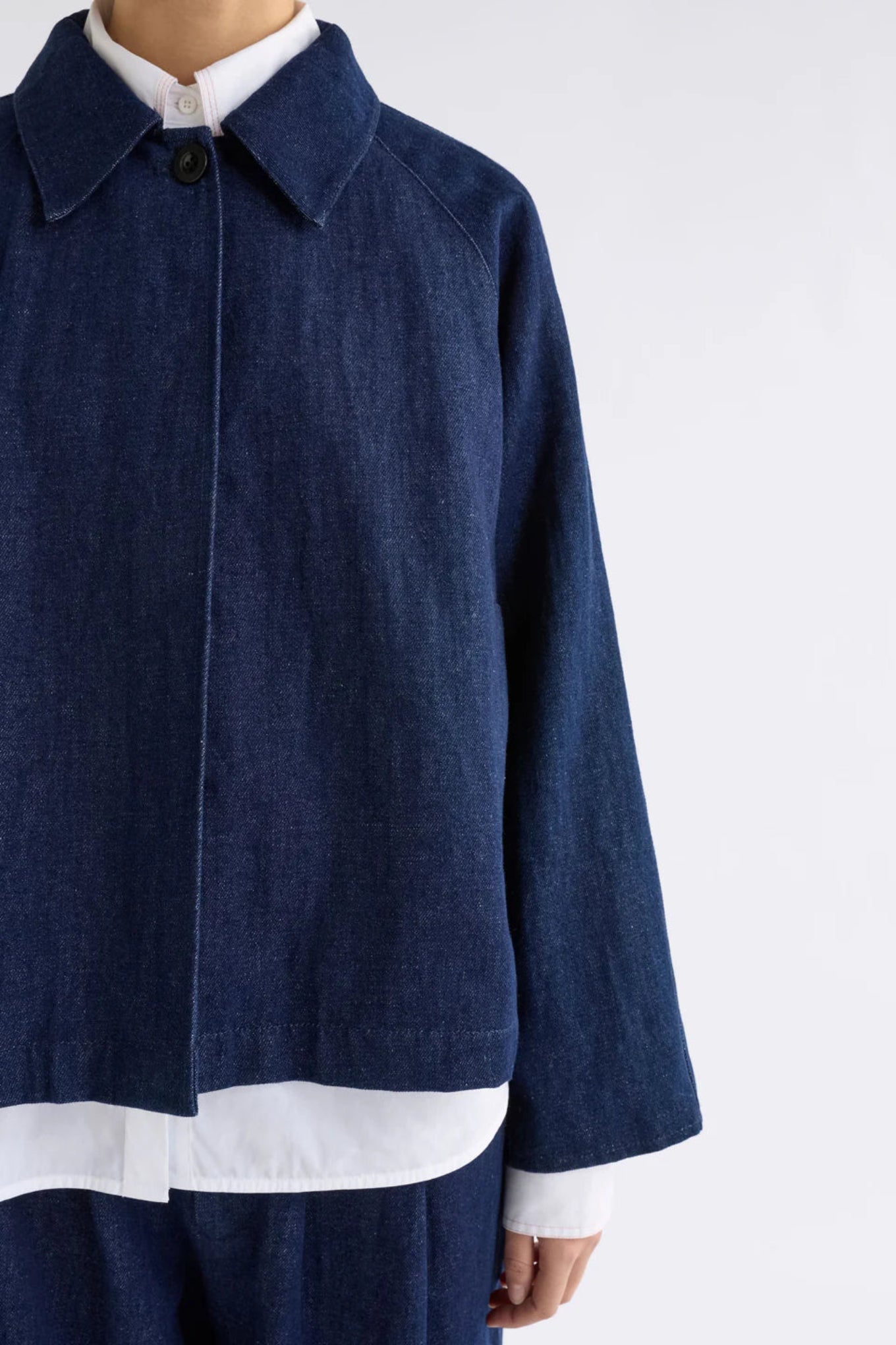 Elk Decla denim jacket cotton and linen blend.