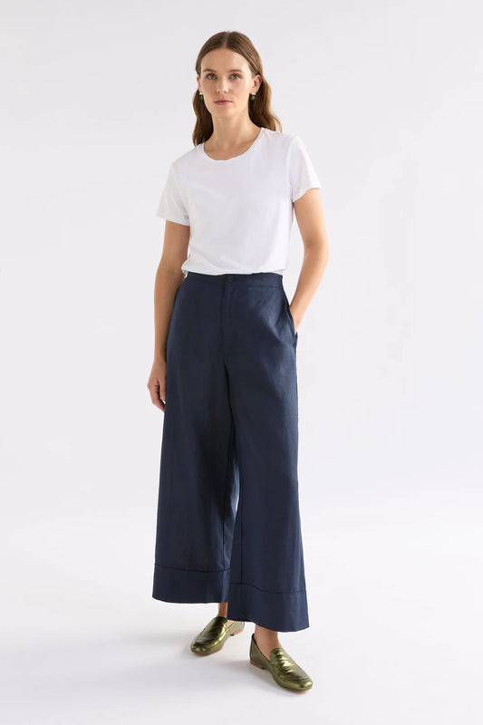 Elk Anneli light linen pants in moonlight navy blue.
