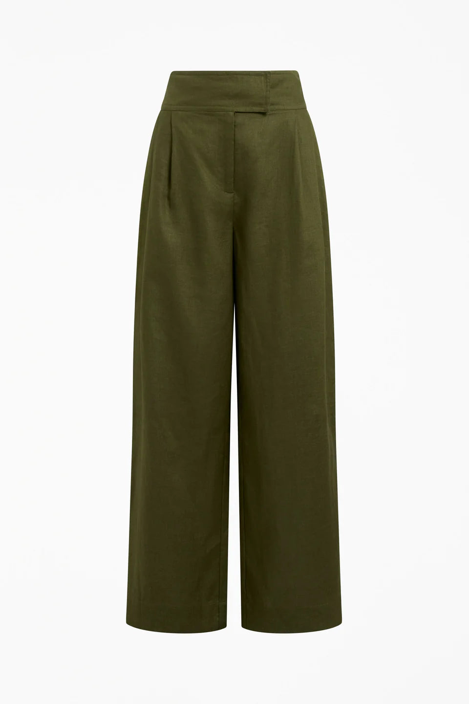 Elk Lejer bright olive high waist linen pants.