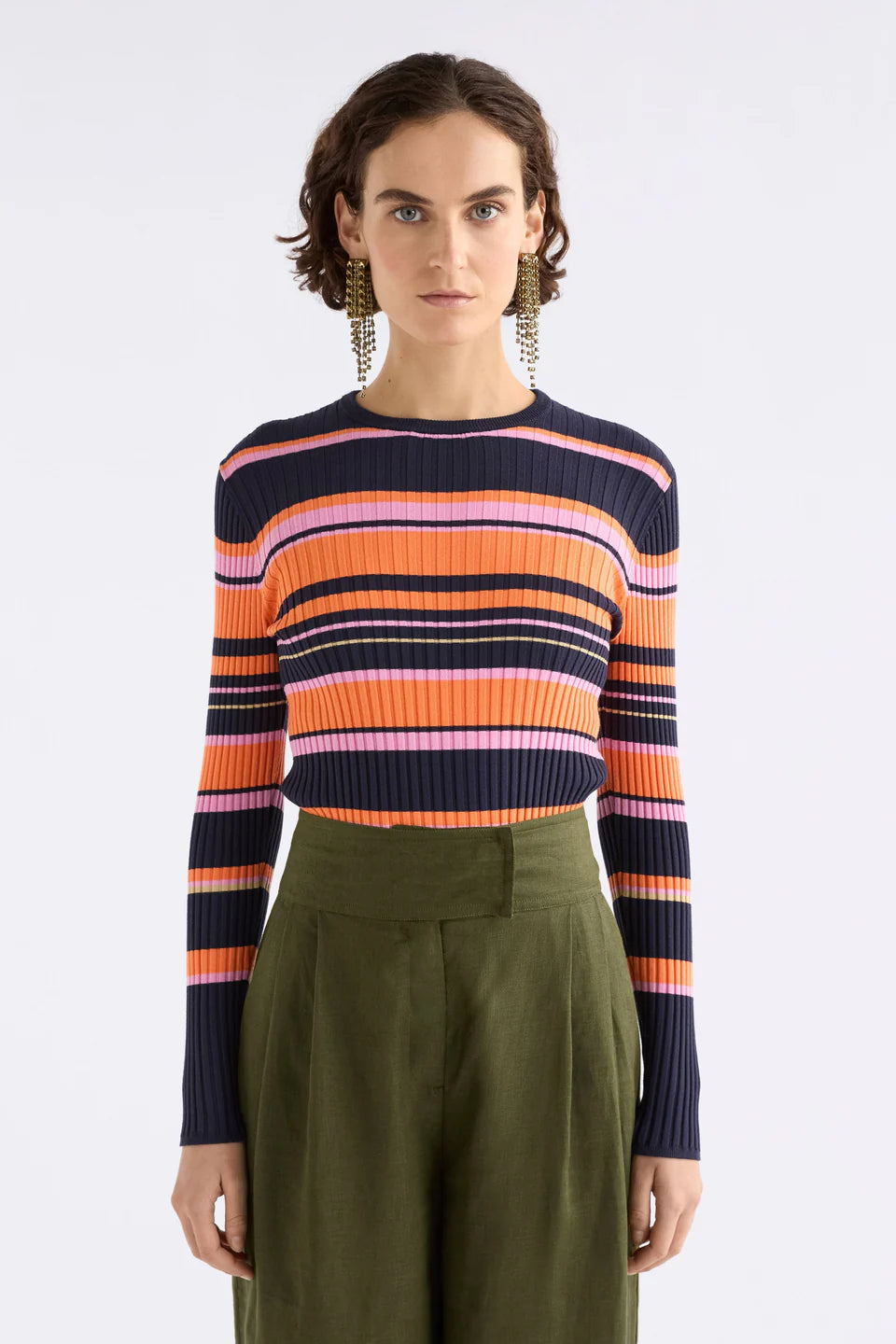 Elk Lejer bright olive high waist linen pants.