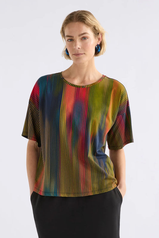 Elk Kyla multi-colour stripe organic cotton tshirt.