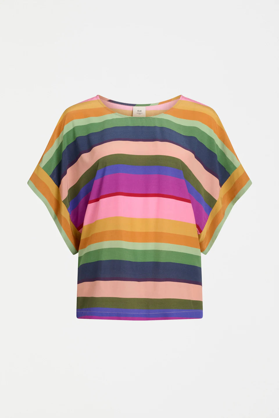 Elk Lysbro round neck multicolour stripe print top.