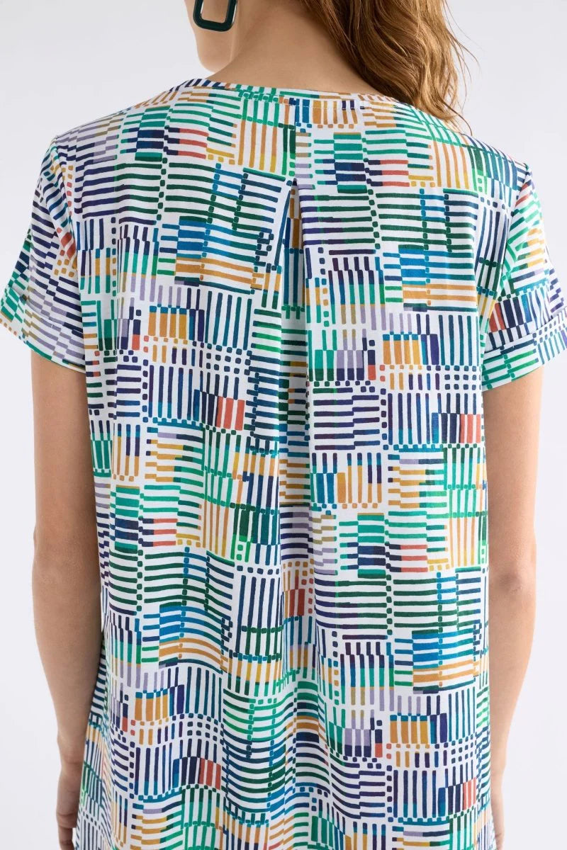 Elk organic cotton jersey knit Haki dress in CHess print.