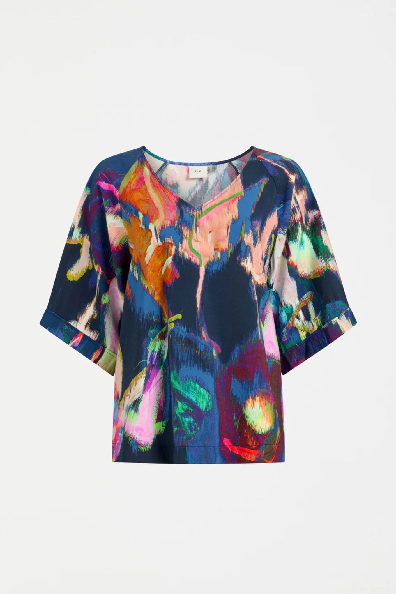 Elk Moda V-neck top multi colour viscose Vaara print.