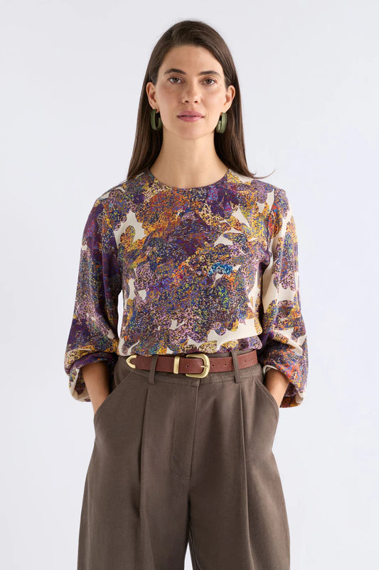 Elk Elsen top in multi colour abstract floral Lantis print.