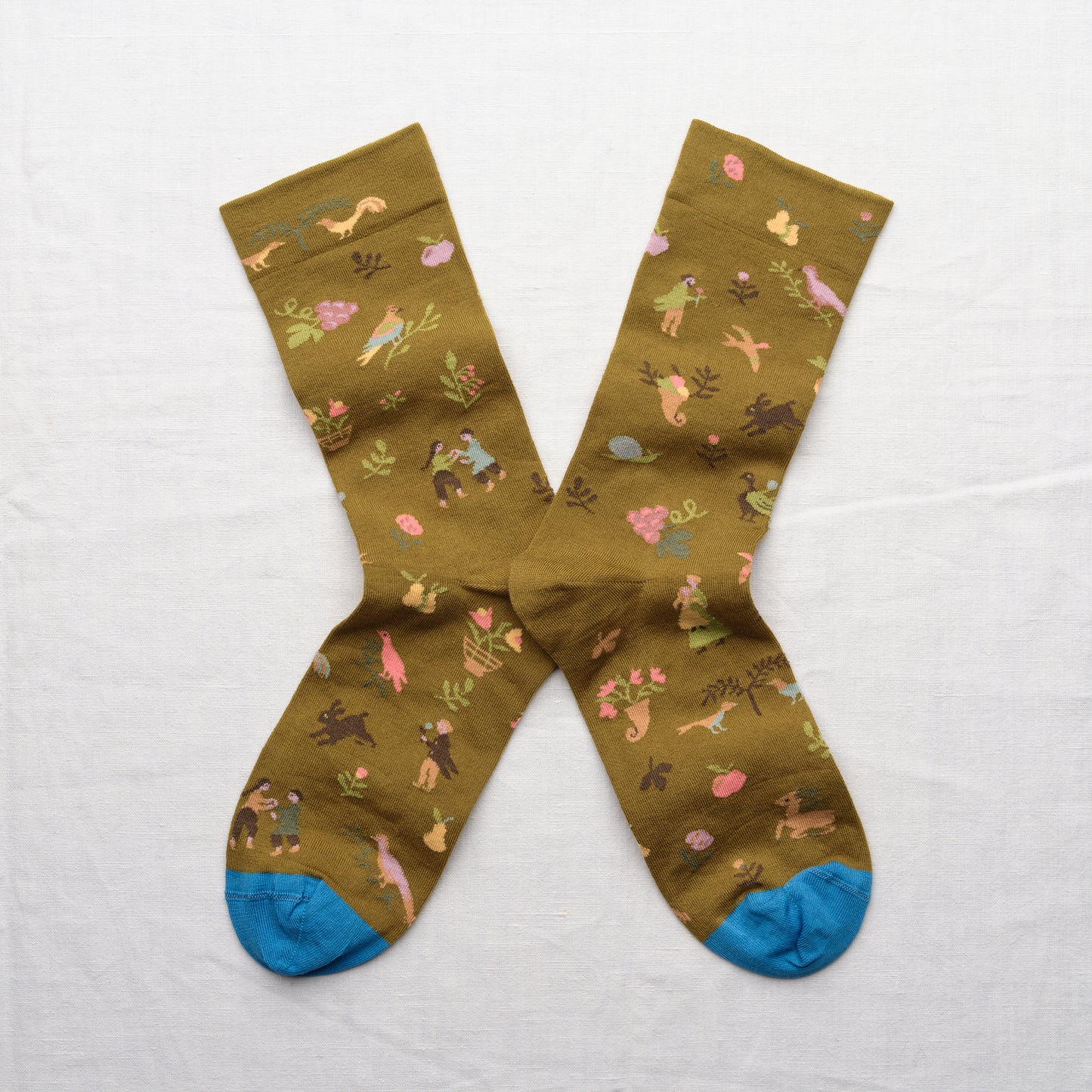 Bonne Maison made in France cotton socks, Seedling absinth.
