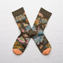Load image into Gallery viewer, Bonne Maison made in France cotton socks, Peacock khaki.