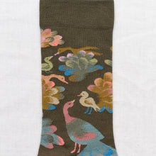 Load image into Gallery viewer, Bonne Maison made in France cotton socks, Peacock khaki.