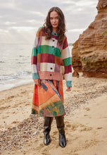 Load image into Gallery viewer, Nancybird chunky check cotton wool knit Matilda cardigan checks in burgundy, ginger, teal and ecru.