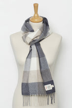 Load image into Gallery viewer, Avoca the Mill made in Ireland fine merino wool scarf in Rome check print, neutral tones.