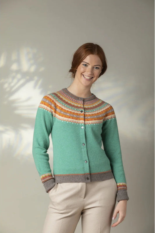 Eribe fairisle cardigan, Alpine short in Katie Morag.