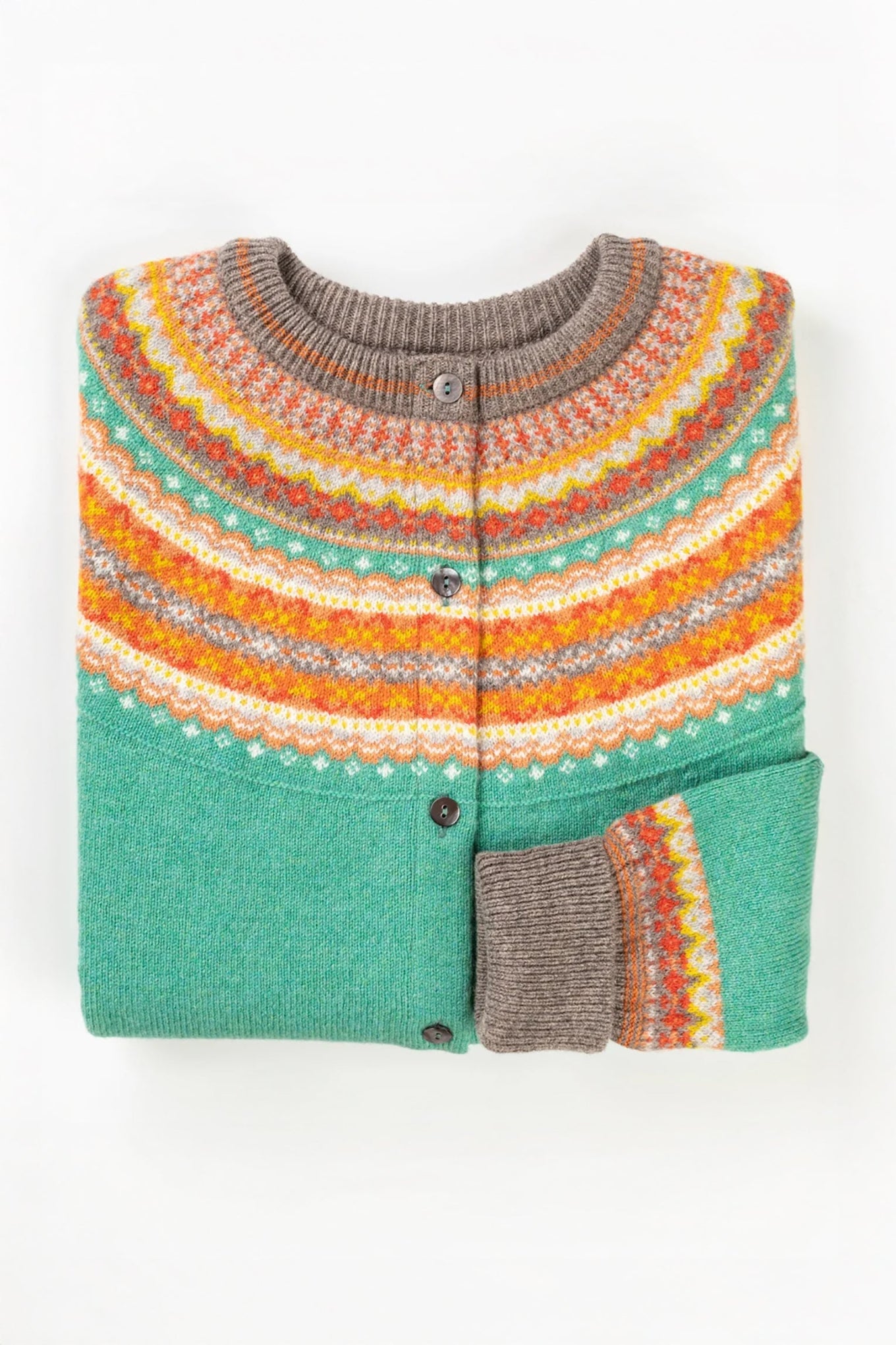 Eribe fairisle cardigan, Alpine short in Katie Morag.