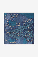 Load image into Gallery viewer, Inoui  Editions wool square scarf featuring map of Central Park New York with dogs, shades of blue and wool white.