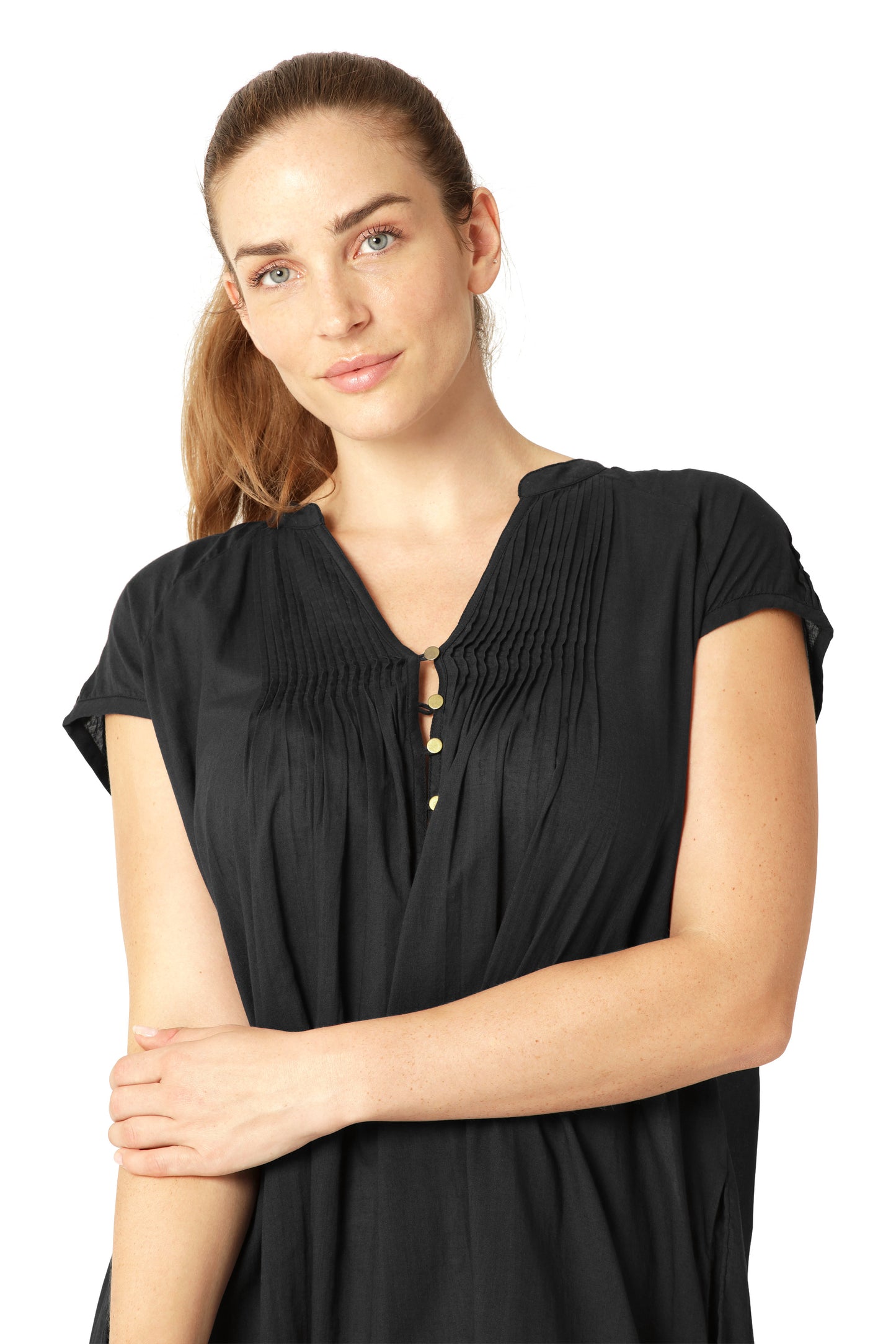 Ilse Jacobsen short sleeve cotton dress in dark indigo.