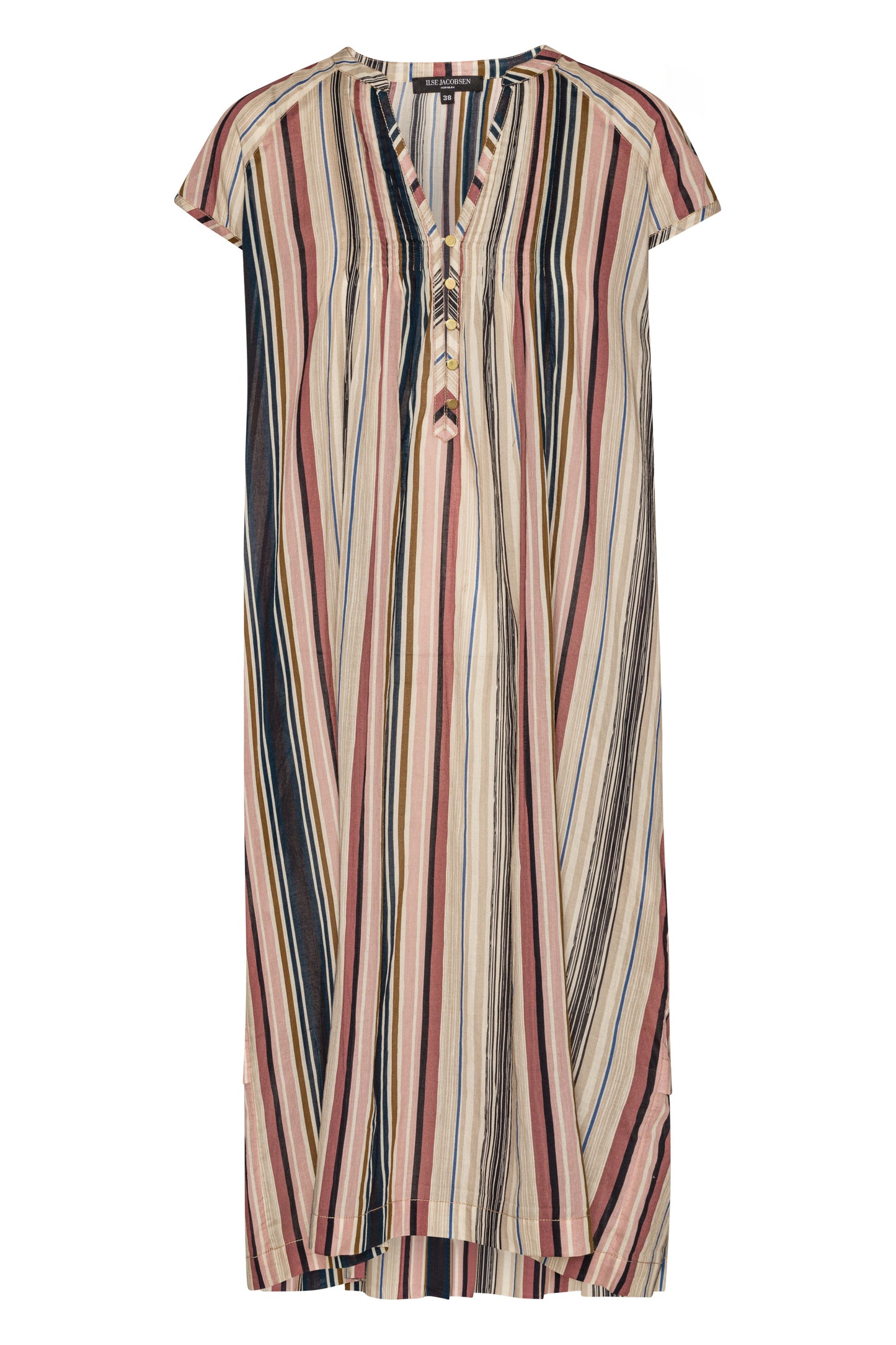 Ilse Jacobsen beige stripe cotton sundress.