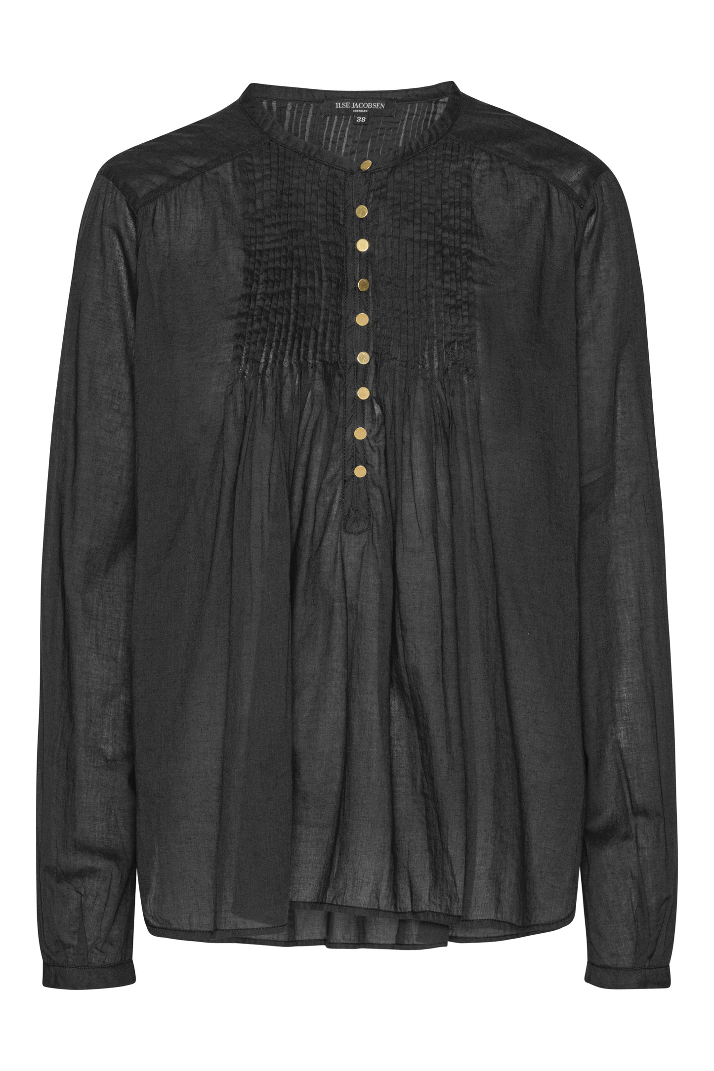 Ilse Jacobsen dark indigo cotton button up shirt with pin tucks.