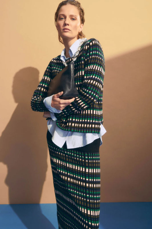 Elk long sleeve organic cotton Svea knit sweater with a striped pattern