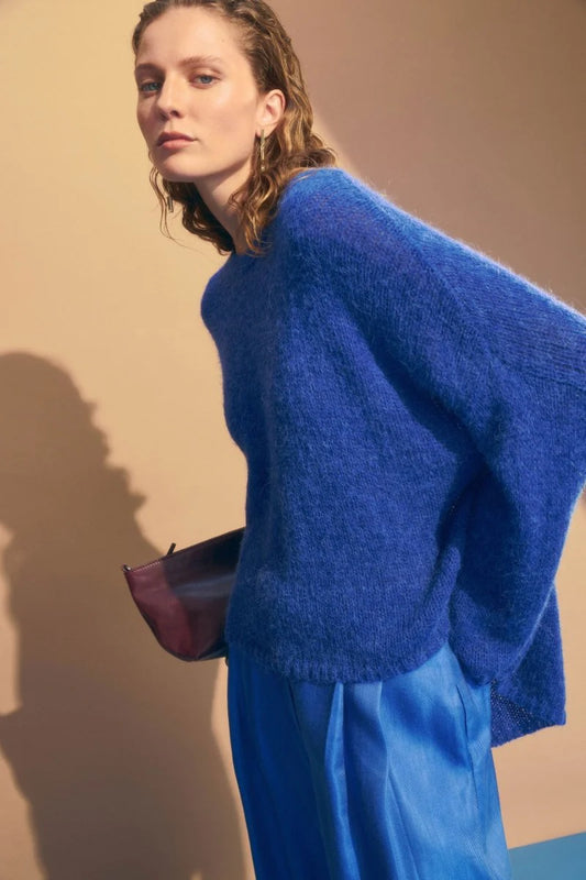 Elk Agna cobalt blue alpaca blend sweater.