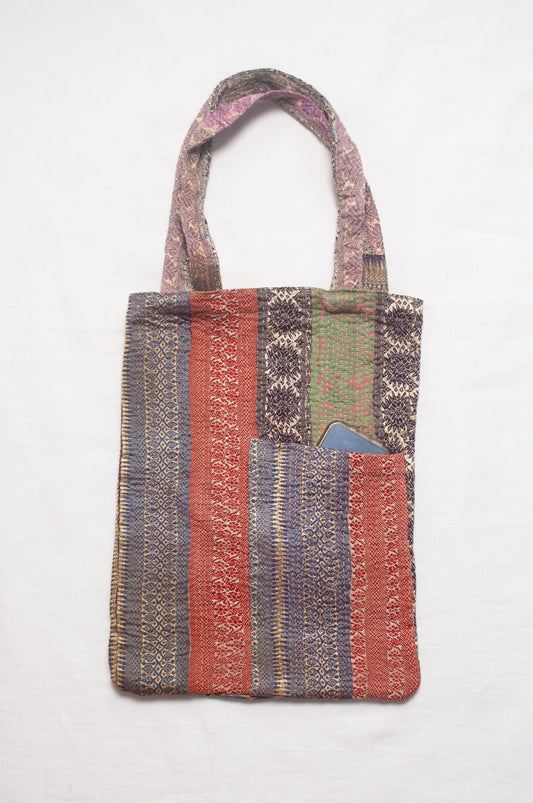 Vintage kantha quilt tote bag.