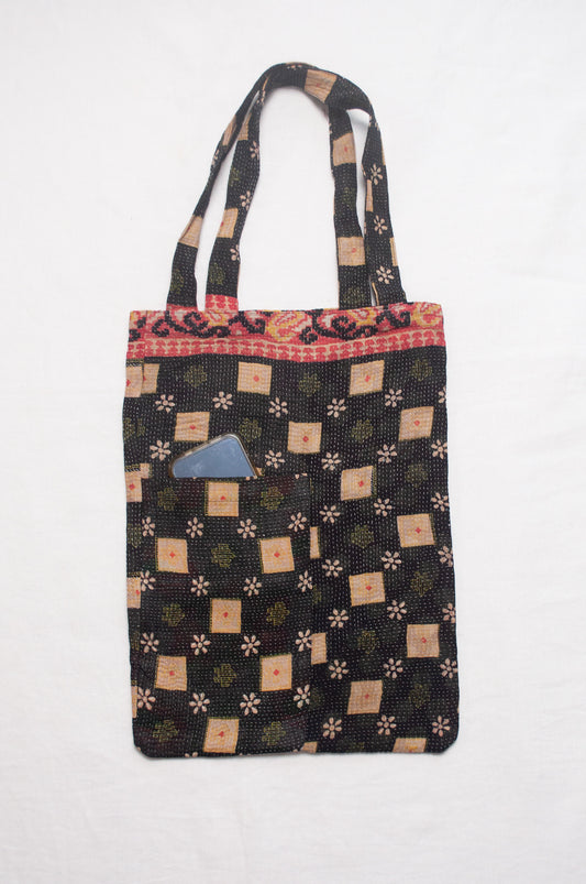 Vintage kantha quilt tote bag.