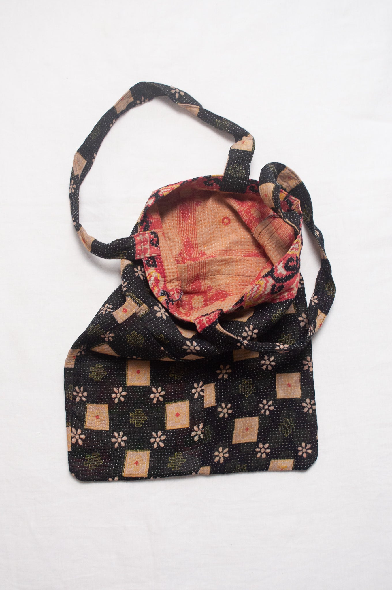 Vintage kantha quilt tote bag.