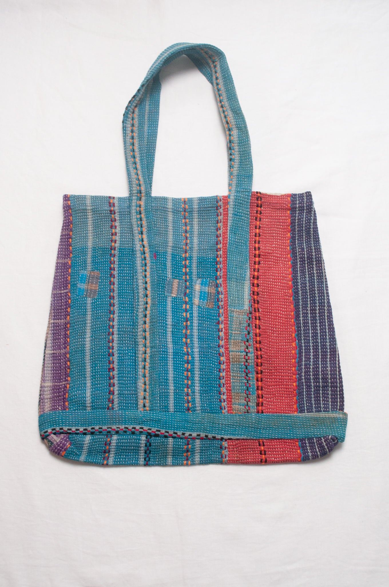 Vintage kantha quilt market tote bag.