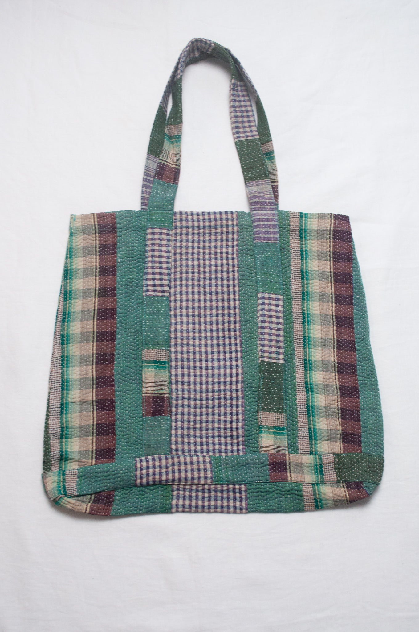 Vintage kantha quilt market tote bag.
