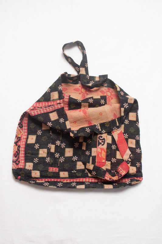 Vintage kantha quilt market tote bag.