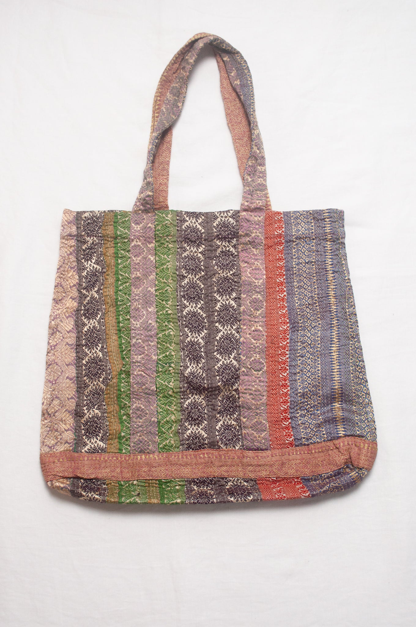 Vintage kantha quilt market tote bag.