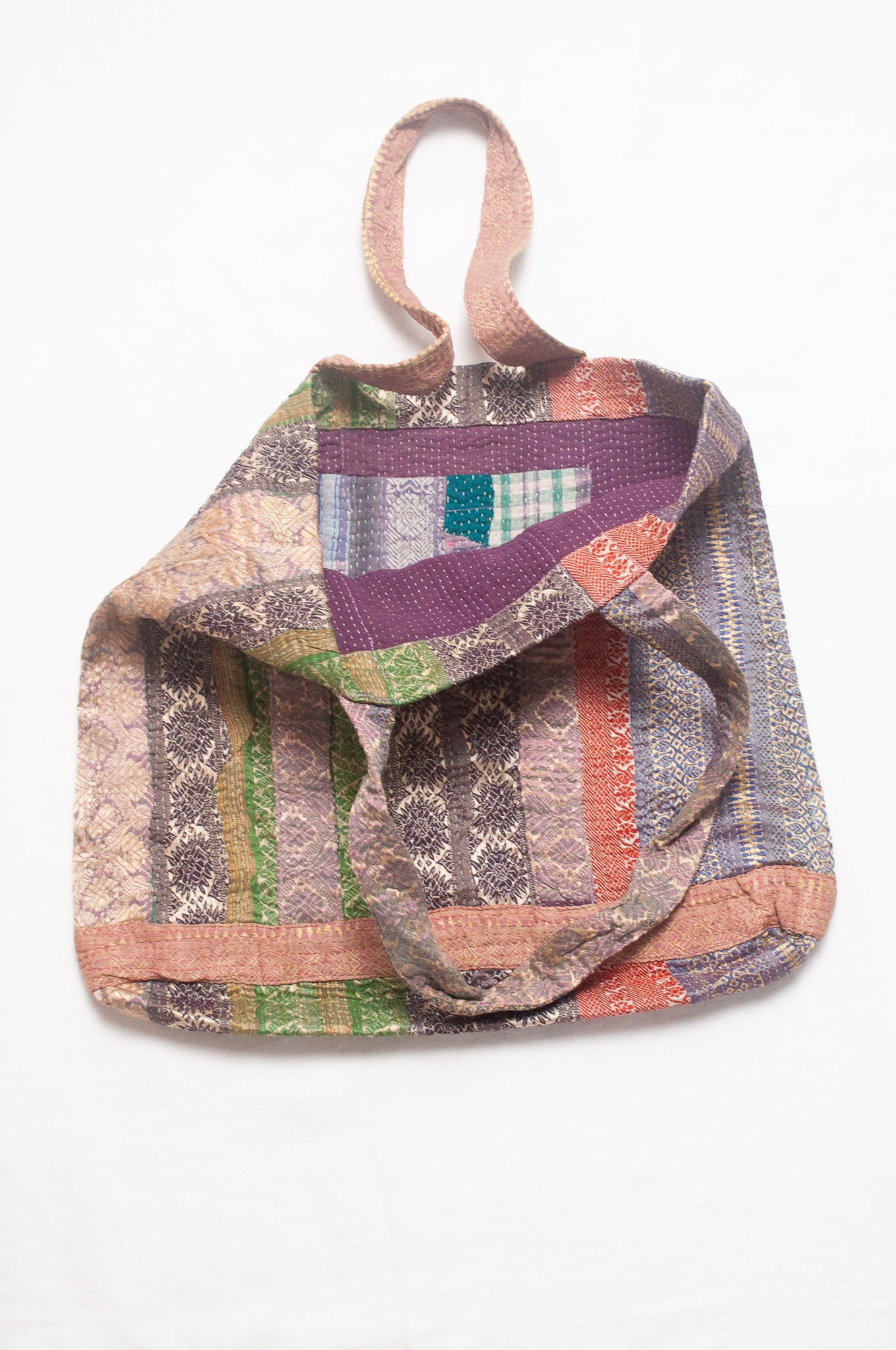 Vintage kantha quilt market tote bag.