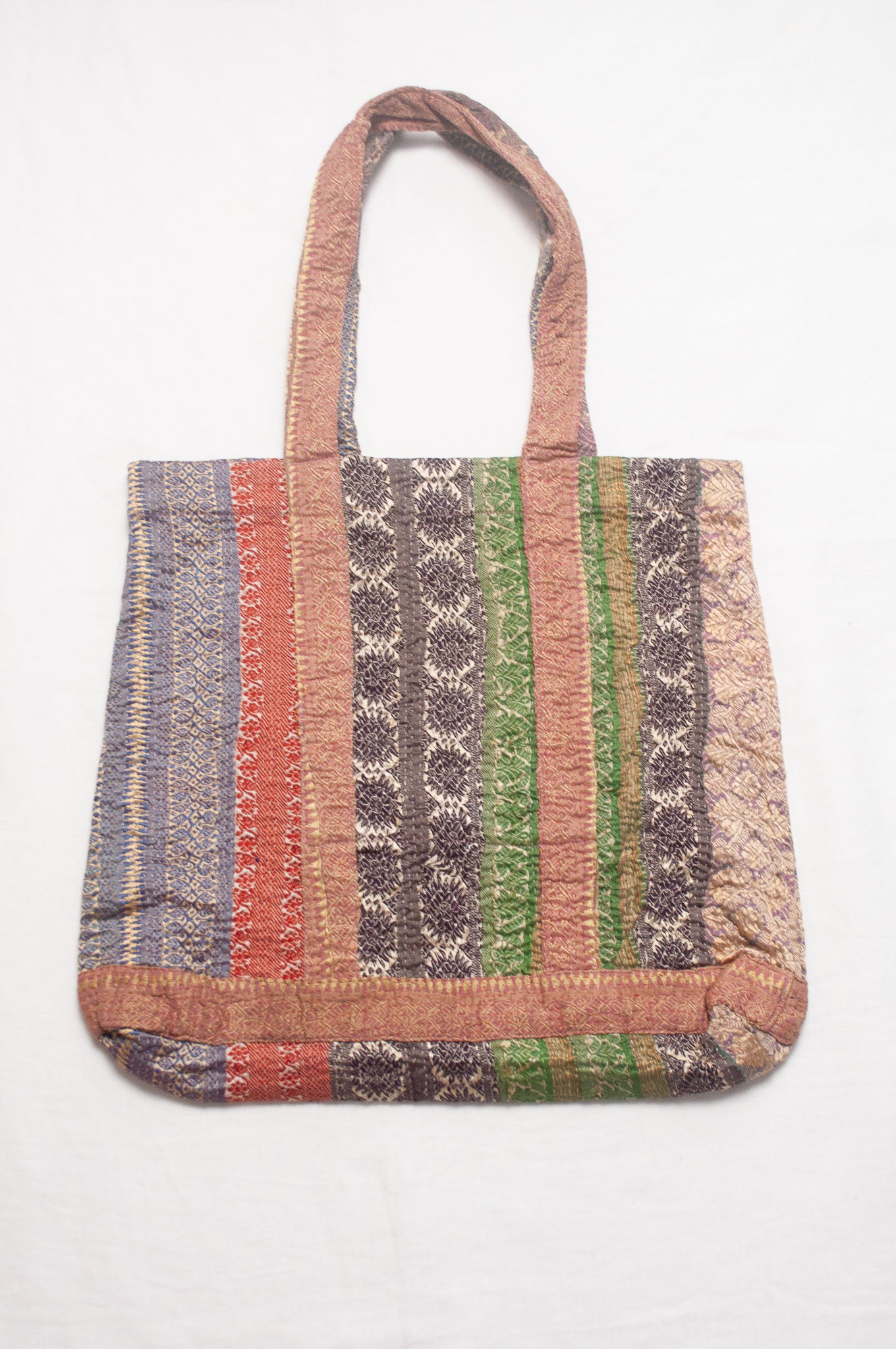 Vintage kantha quilt market tote bag.