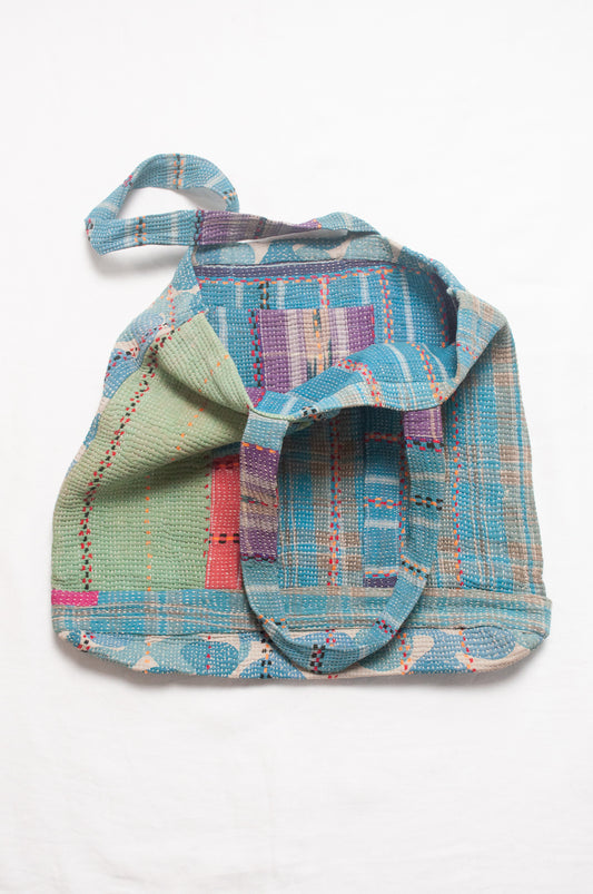 Vintage kantha quilt market tote bag.