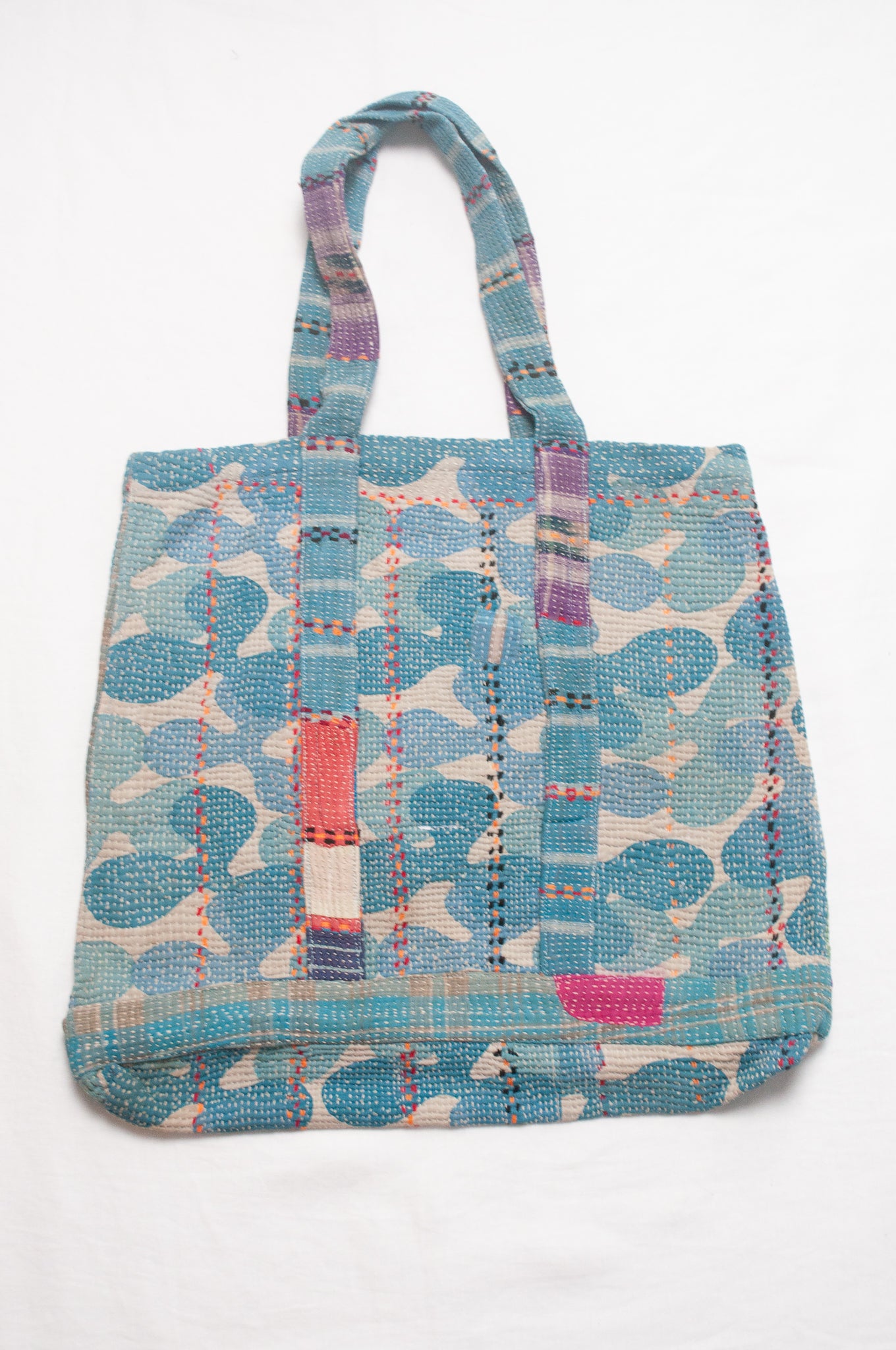 Vintage kantha quilt market tote bag.