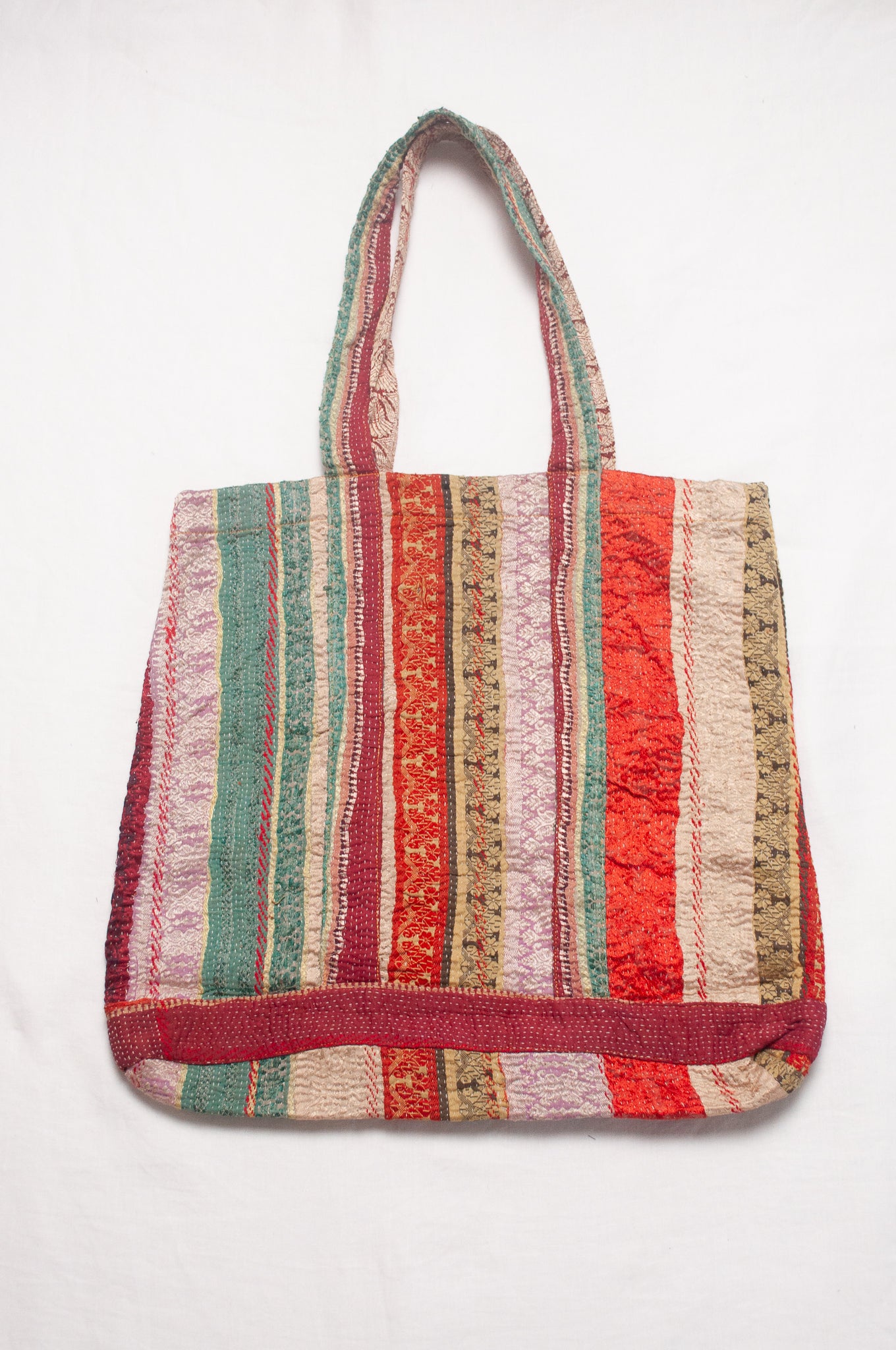 Vintage kantha quilt market tote bag.