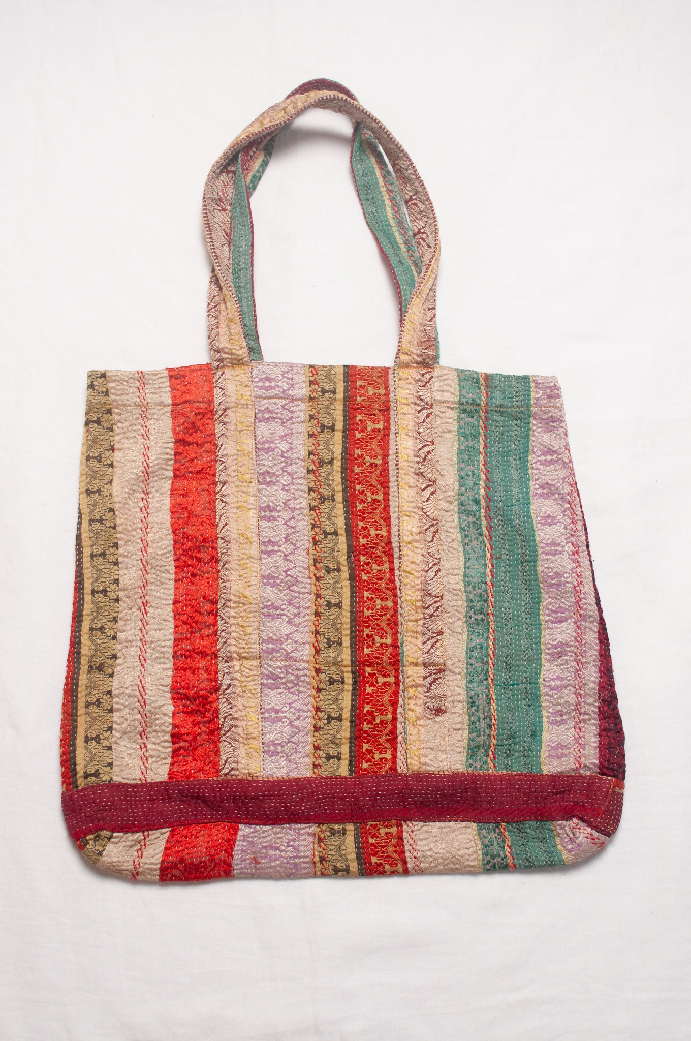 Vintage kantha quilt market tote bag.