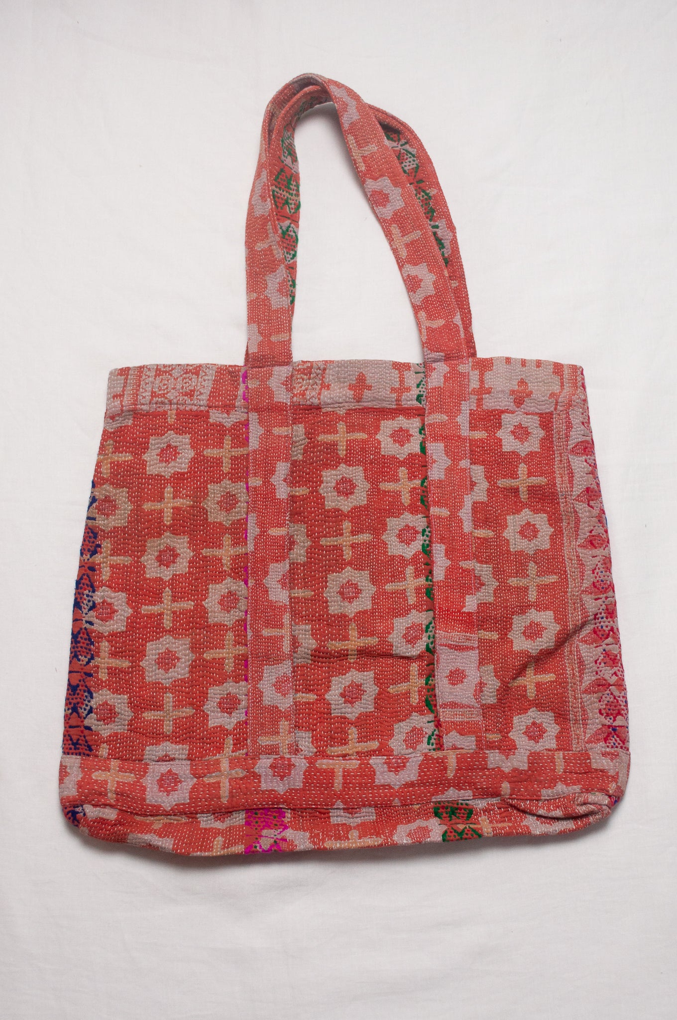 Vintage kantha quilt market tote bag.