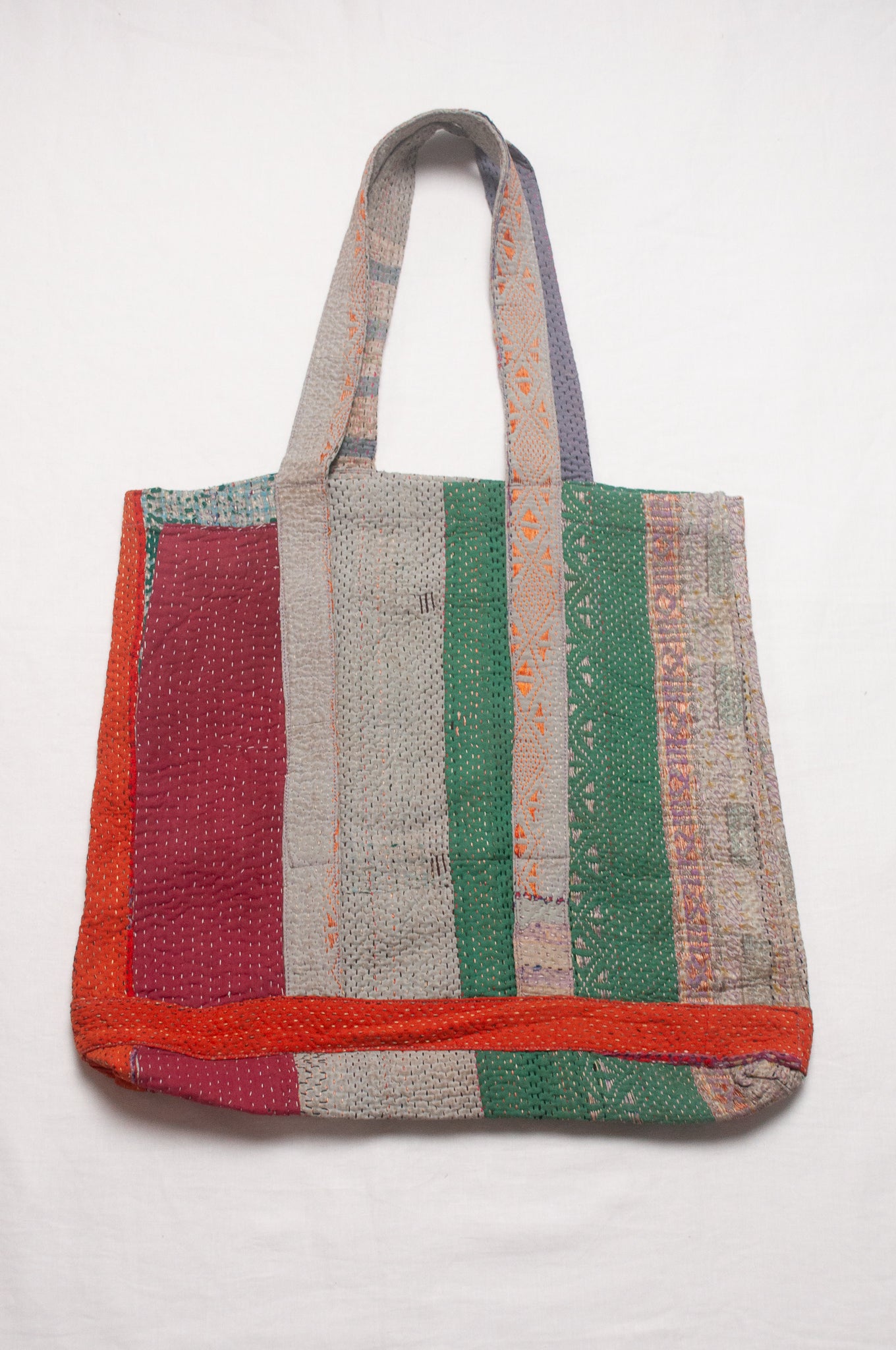 Vintage kantha quilt market tote bag.